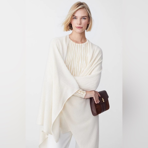 New J.McLaughlin Rossi 100% Cashmere Poncho Wrap In Off White OS